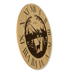 Wanduhr Berge rustikal -  Wohnzimmeruhr Holz Eiche - 30 cm/40 cm groß