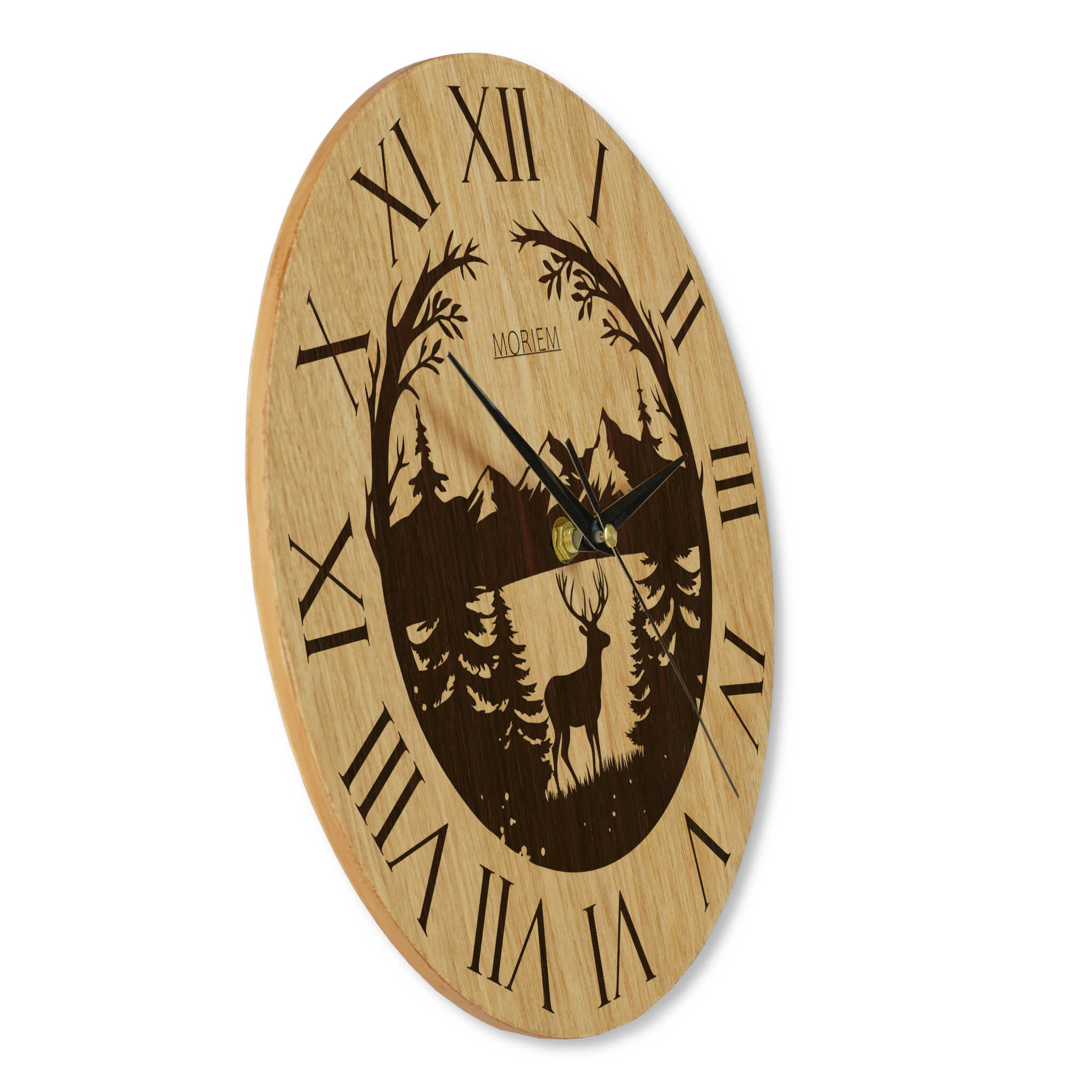 Wanduhr Berge rustikal -  Wohnzimmeruhr Holz Eiche - 30 cm/40 cm groß