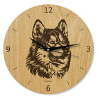 Wanduhr aus Holz - Wohnzimmeruhr modern mit Hundemotiv - 30 cm/40 cm groß