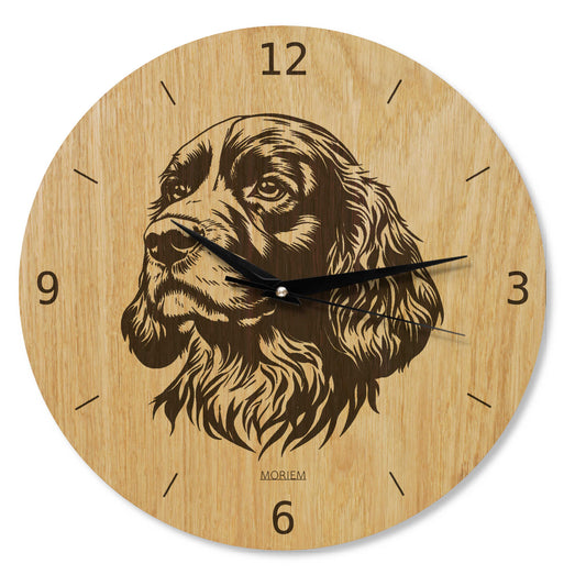 Wanduhr Holz - Wohnzimmeruhr modern mit Hundemotiv - 30 cm/40 cm groß