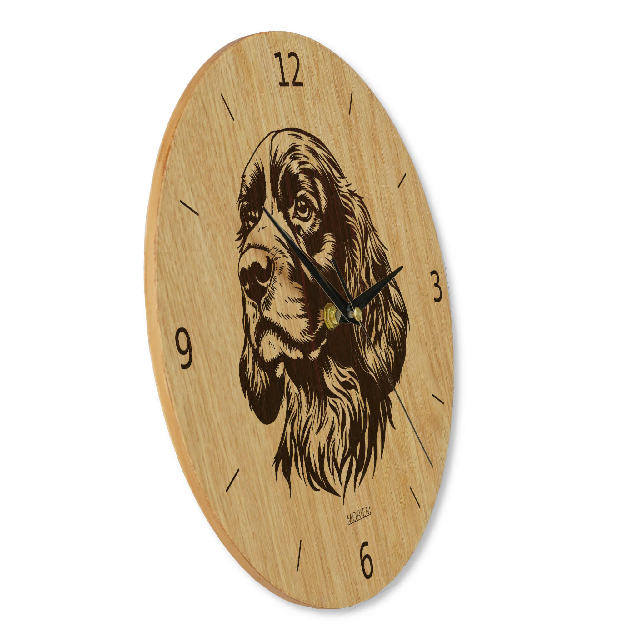 Wanduhr Holz - Wohnzimmeruhr modern mit Hundemotiv - 30 cm/40 cm groß