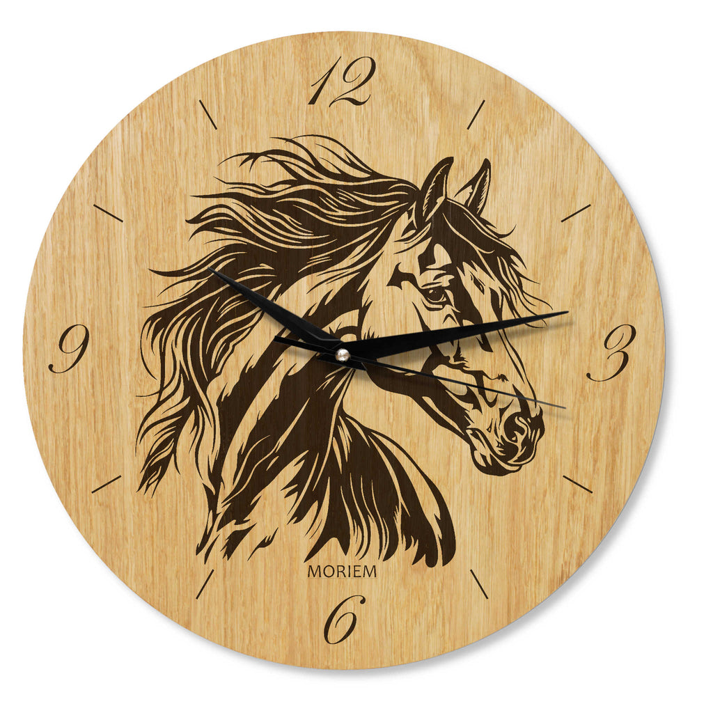 Pferde Wanduhr aus Holz - Wohnzimmeruhr Vintage Motive- 30 cm/ XL 40 cm groß