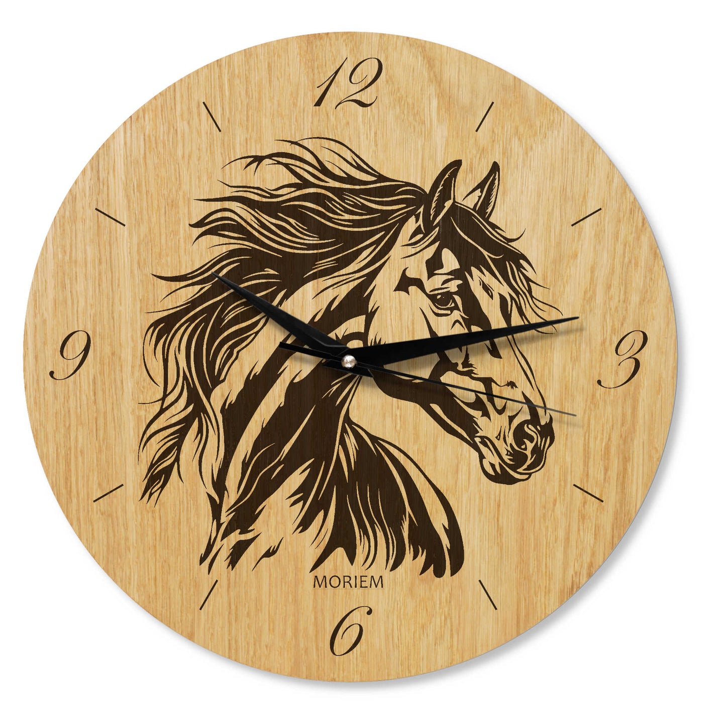 Pferde Wanduhr aus Holz - Wohnzimmeruhr Vintage Motive- 30 cm/ XL 40 cm groß