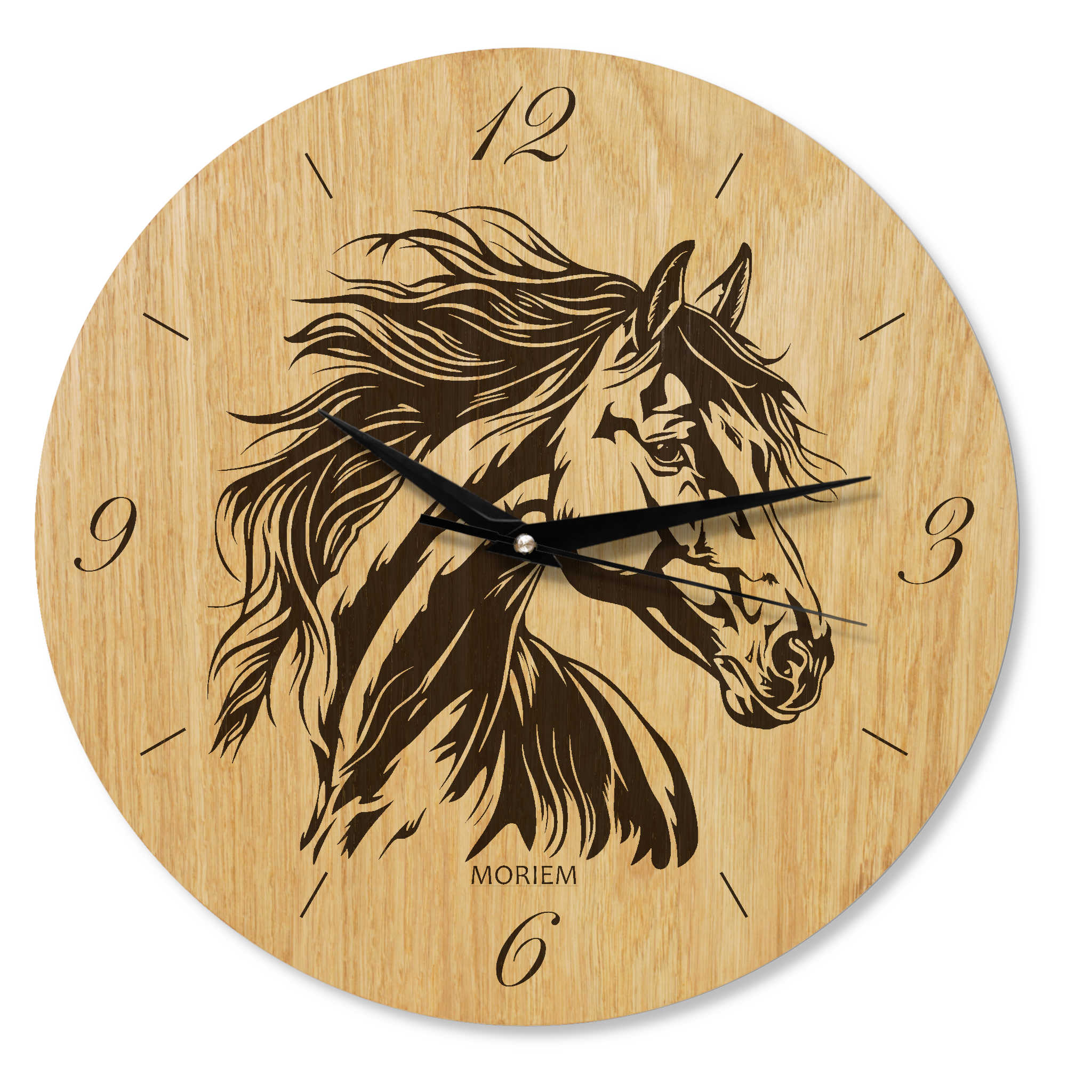 Pferde Wanduhr aus Holz - Wohnzimmeruhr Vintage Motive- 30 cm/ XL 40 cm groß
