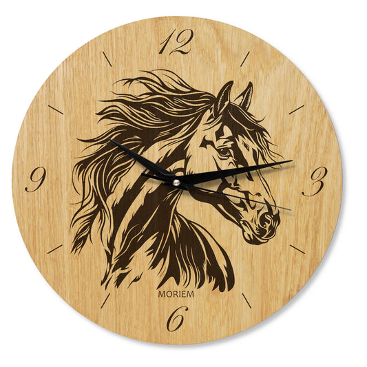 Pferde Wanduhr aus Holz - Wohnzimmeruhr Vintage Motive- 30 cm/ XL 40 cm groß