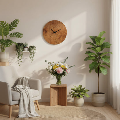 Wanduhr minimalistisch - groß XL 40 cm - Eiche Maser furniert