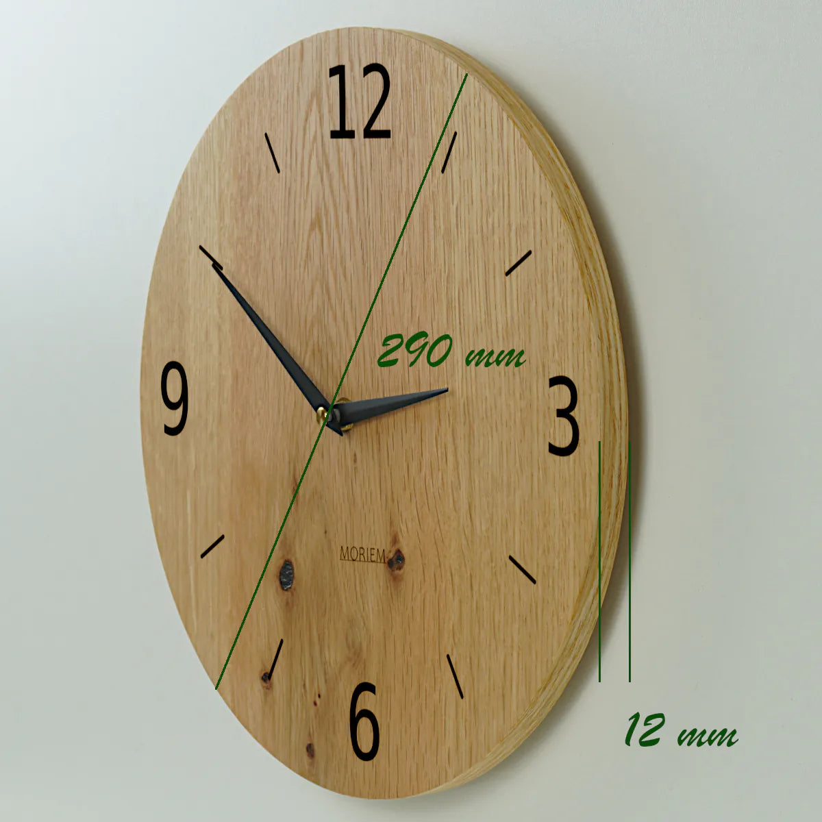 Bemaßung für Wohnzimmeruhr Holz Eiche rustikal .