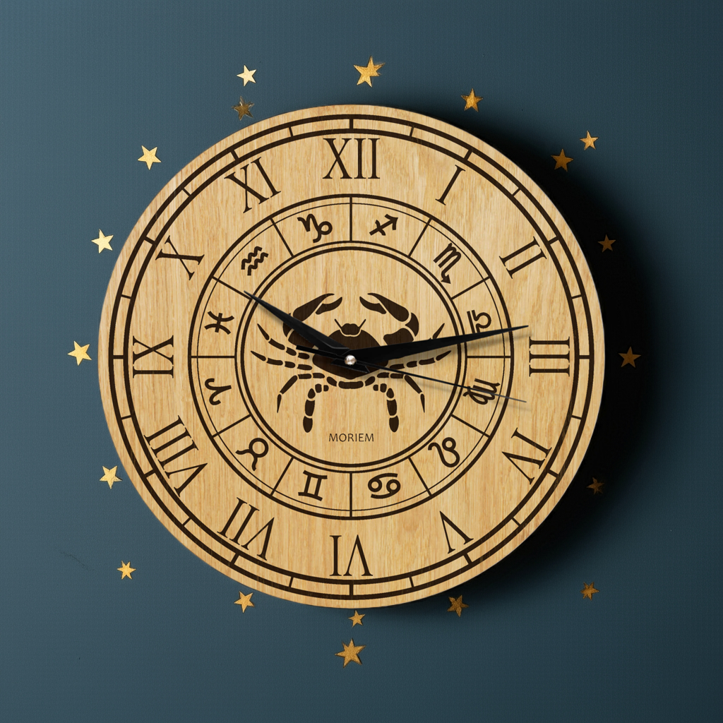 Wanduhr mit Sternzeichen- Motiv Krebs - 30 cm/XL 40 cm groß