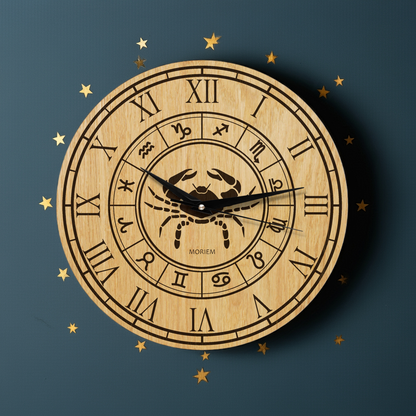 Wanduhr mit Sternzeichen- Motiv Krebs - 30 cm/XL 40 cm groß