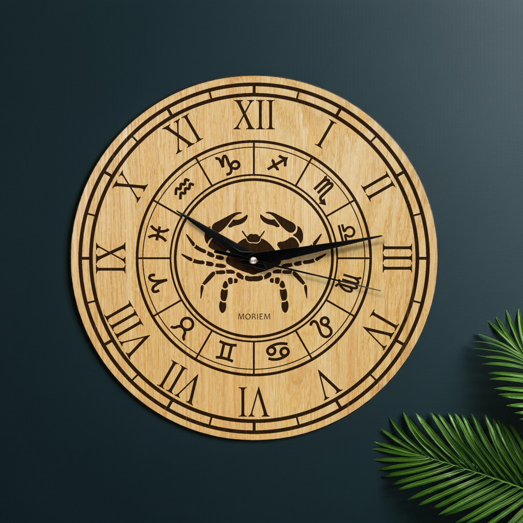 Wanduhr mit Sternzeichen- Motiv Krebs - 30 cm/XL 40 cm groß