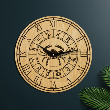 Wanduhr mit Sternzeichen- Motiv Krebs - 30 cm/XL 40 cm groß